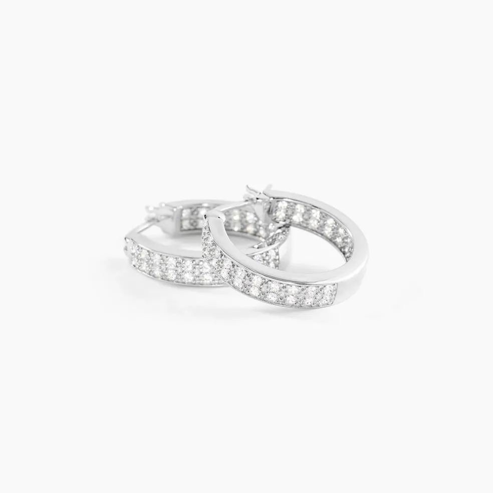 Créoles Argent Blanc Menelas Oxydes De Zirconium