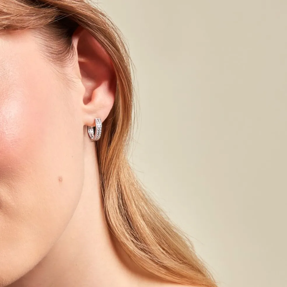 Créoles Argent Blanc Menelas Oxydes De Zirconium