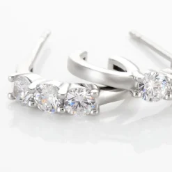 Créoles Argent Blanc Rosaure Oxydes De Zirconium