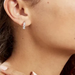 Créoles Argent Blanc Rosaure Oxydes De Zirconium