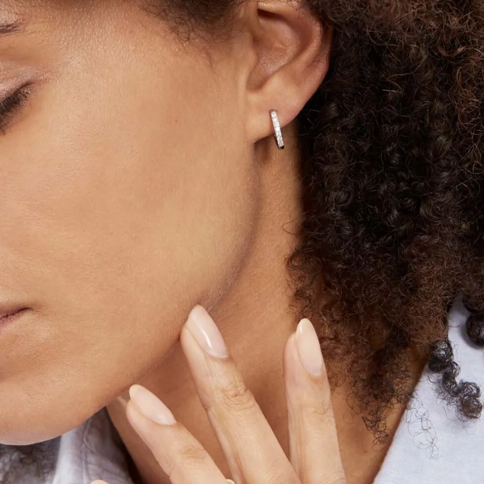 Créoles Argent Blanc Roshan Oxydes De Zirconium