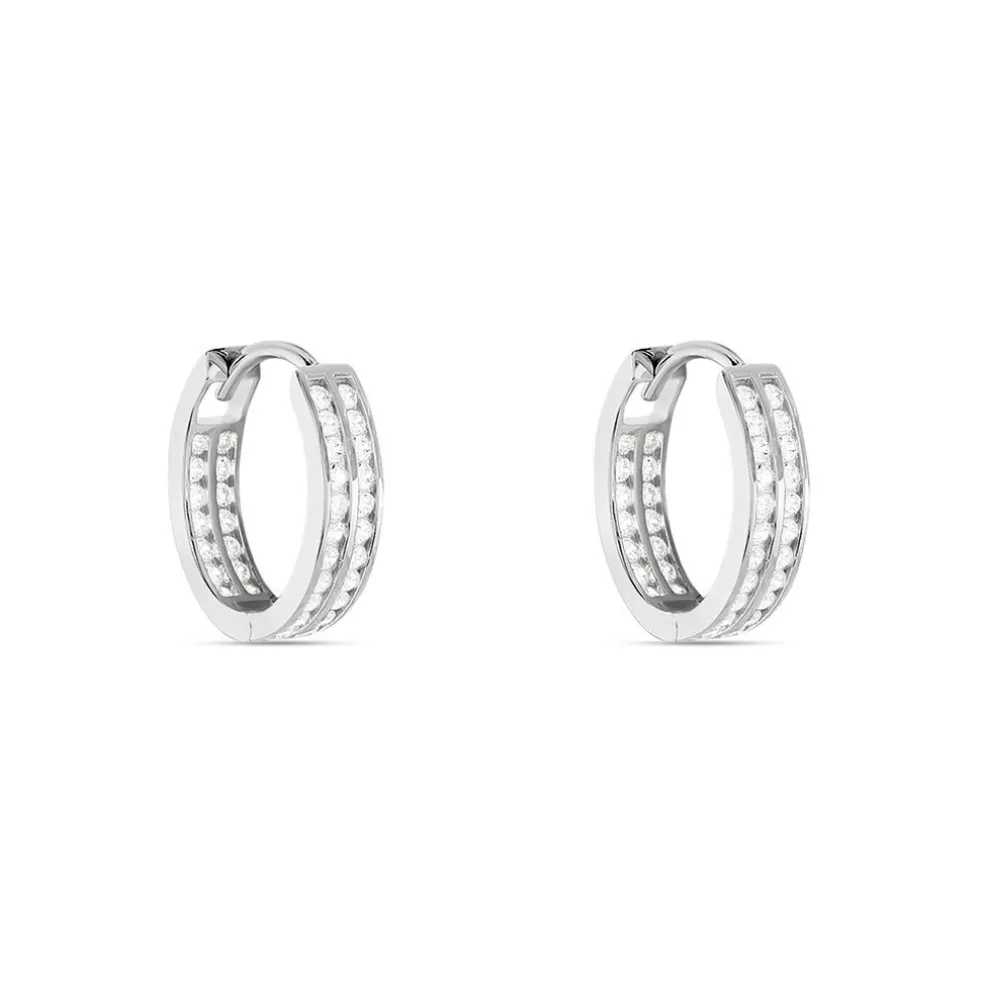 Créoles Argent Blanc Taki Oxydes De Zirconium