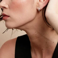 Créoles Astre Precieux Argent Blanc Oxyde De Zirconium