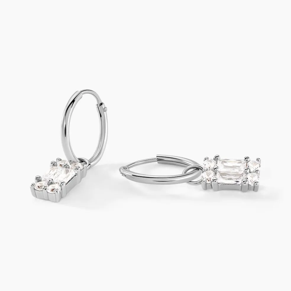 Créoles Baroque Party Argent Blanc Oxyde De Zirconium