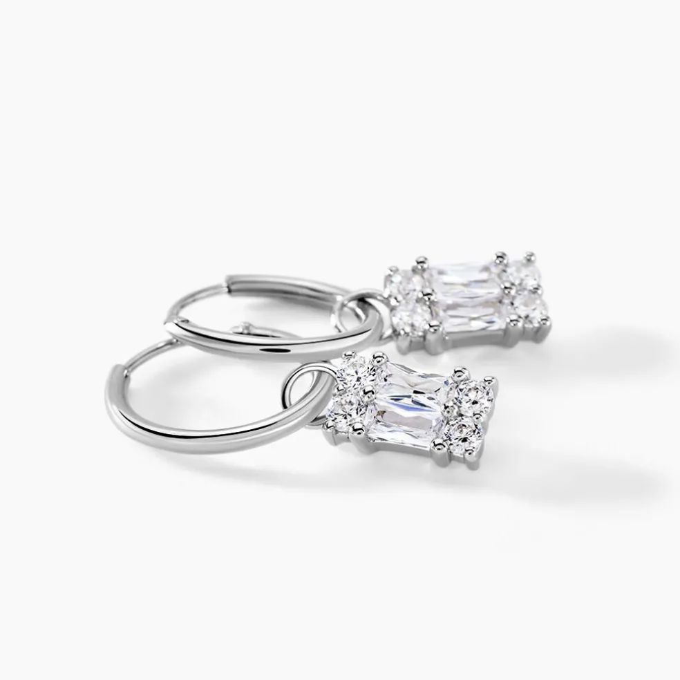 Créoles Baroque Party Argent Blanc Oxyde De Zirconium