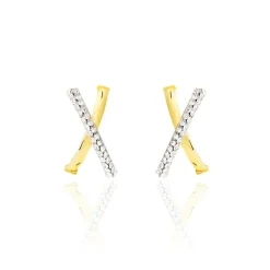 Créoles Bleona Croisees Or Jaune Strass