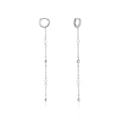 Créoles Cadogan Argent Blanc Perle De Culture Oxyde De Zirconium