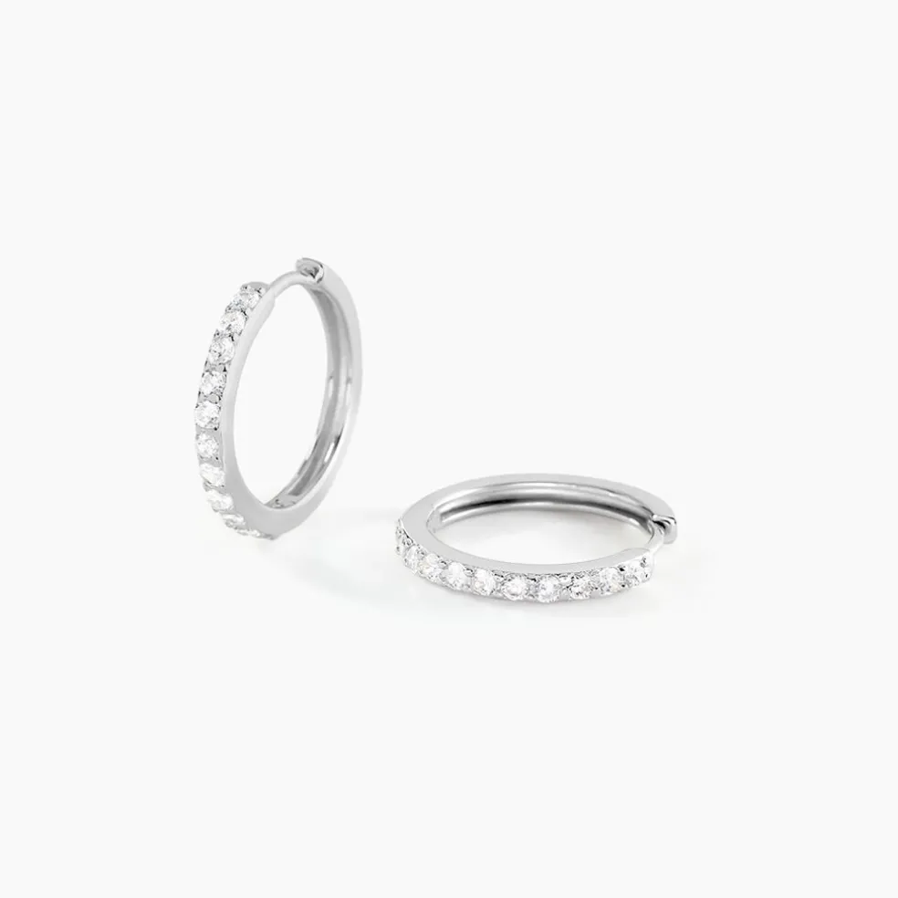 Créoles Classique Argent Blanc Jussi Oxyde De Zirconium