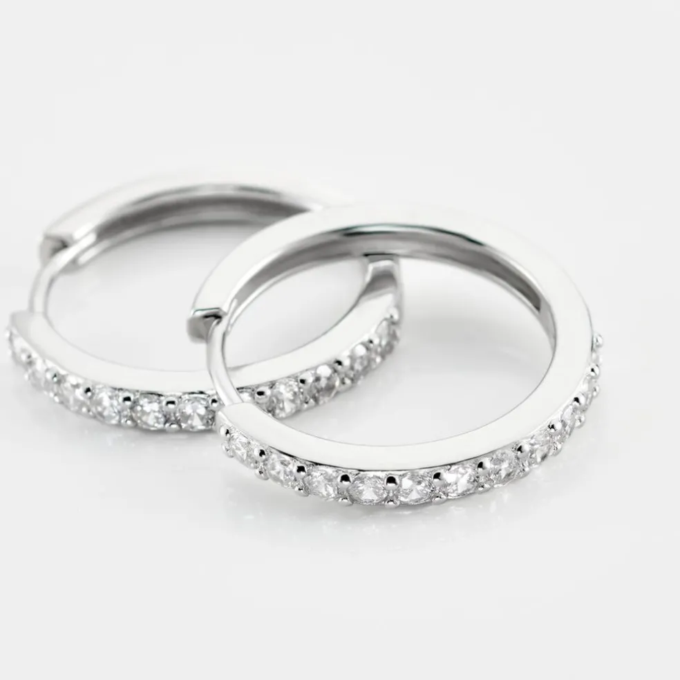 Créoles Classique Argent Blanc Jussi Oxyde De Zirconium