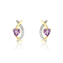 Créoles Clothilde Or Jaune Améthyste Oxyde De Zirconium