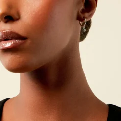 Créoles Clova Argent Blanc Pierre De Synthese