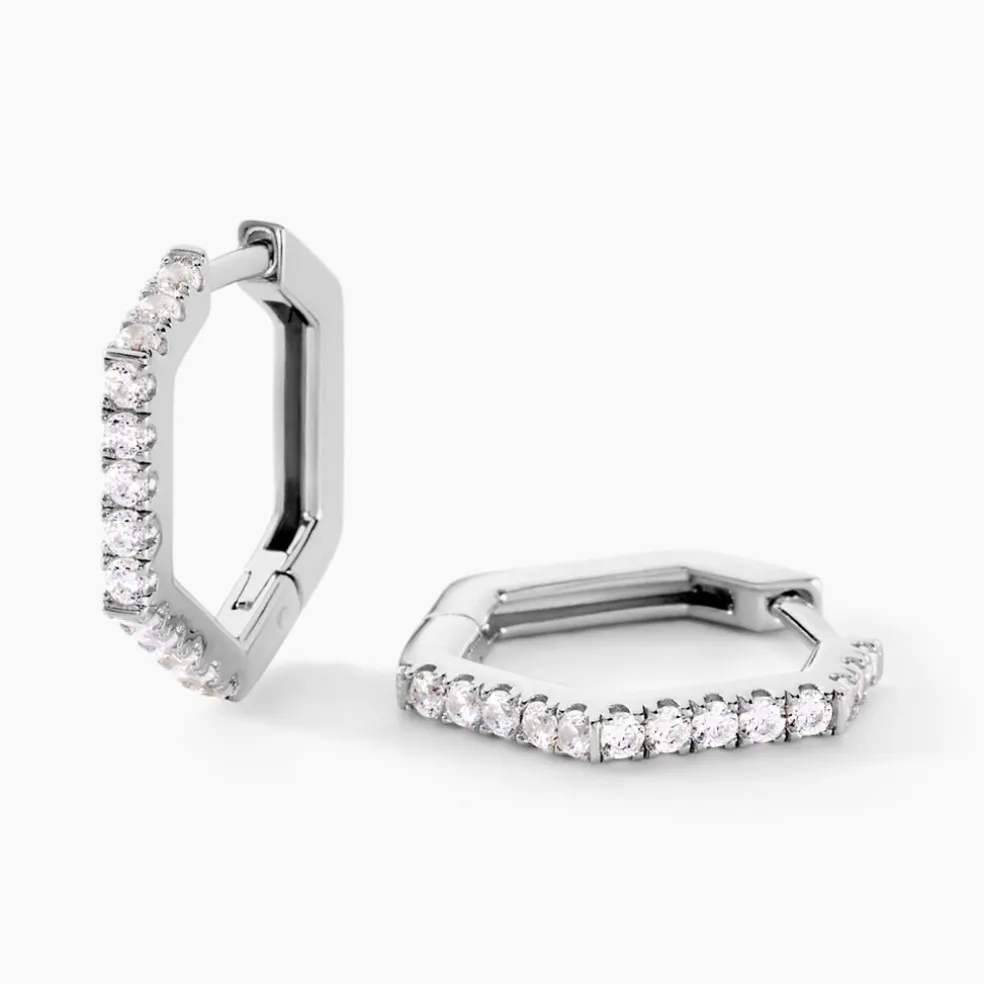 Créoles Corentine Argent Blanc Oxyde De Zirconium