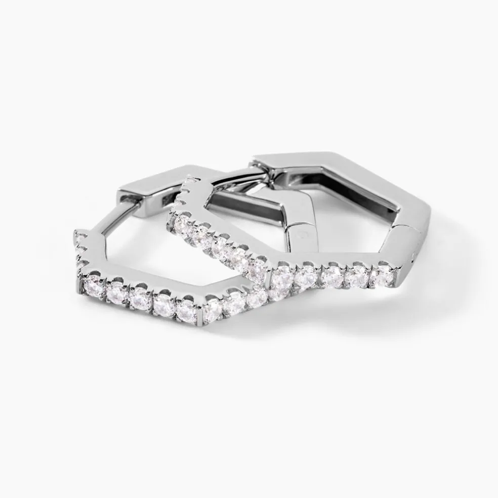 Créoles Corentine Argent Blanc Oxyde De Zirconium