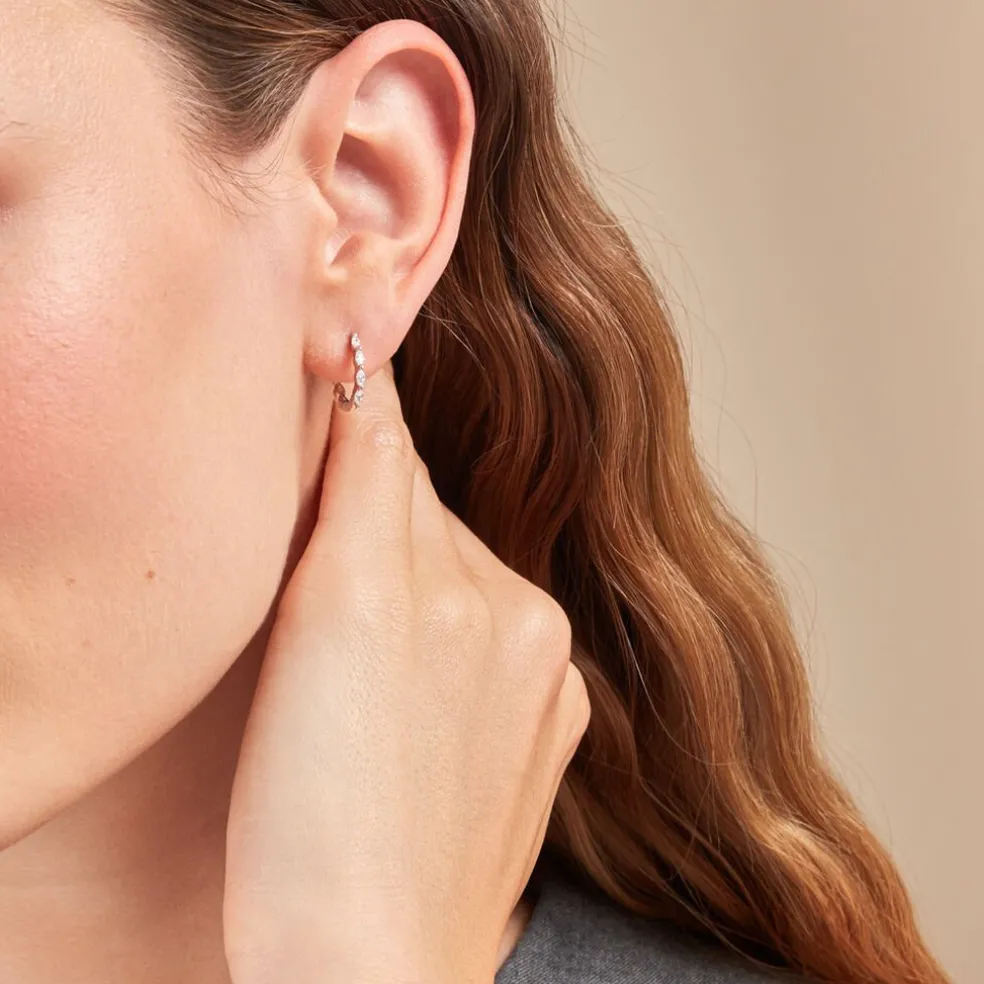 Créoles Corentine Argent Blanc Oxyde De Zirconium