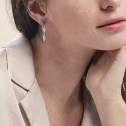 Créoles Django Argent Blanc Oxyde De Zirconium