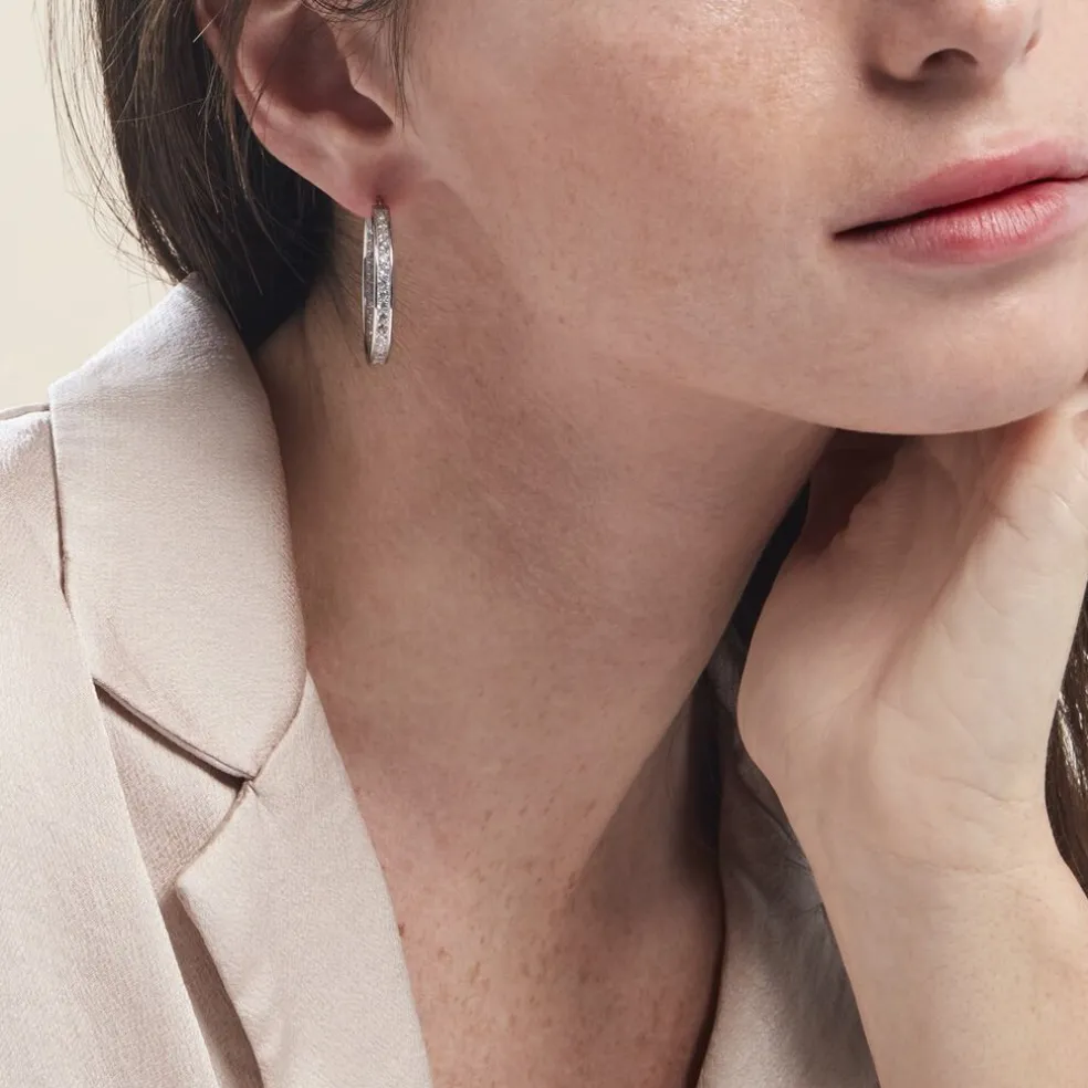 Créoles Django Argent Blanc Oxyde De Zirconium