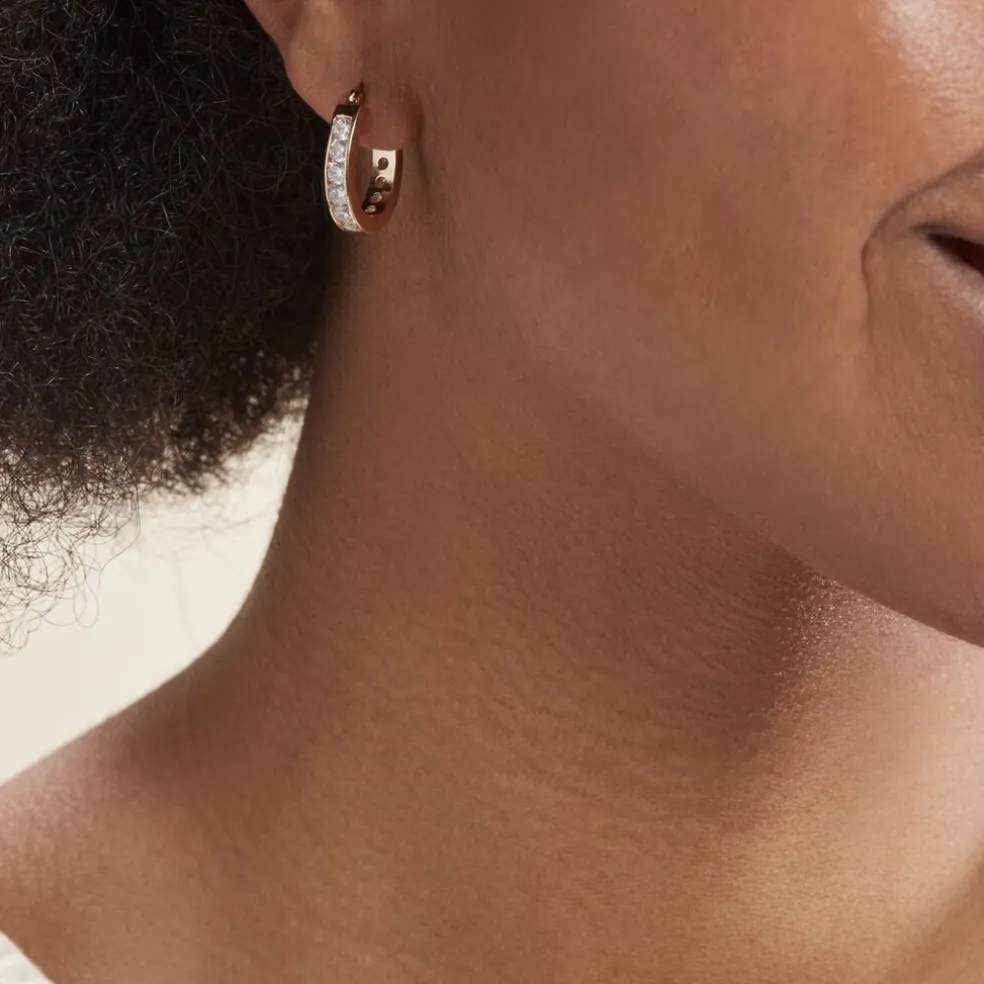 Créoles Doryne Plaqué Or Jaune Oxyde De Zirconium