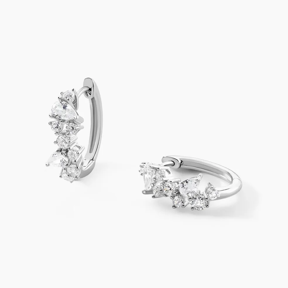 Créoles Eclat d'Aurore Argent Blanc Oxyde De Zirconium