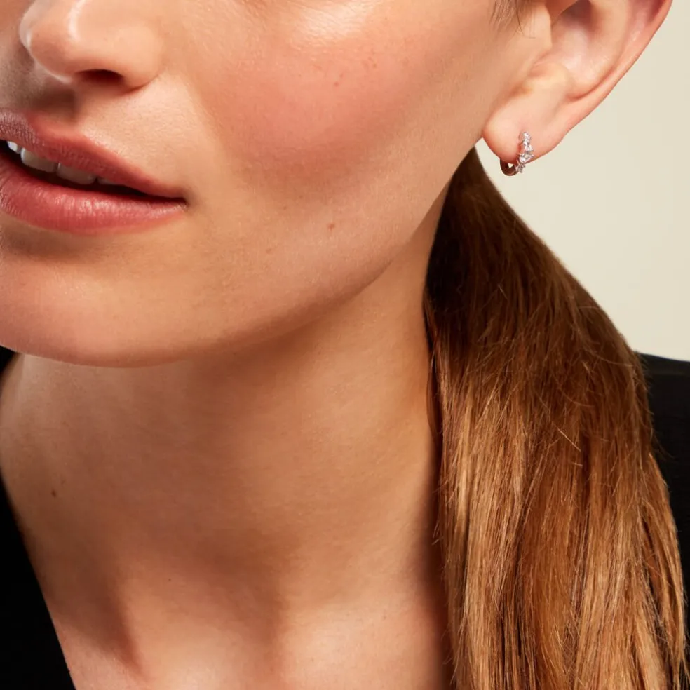 Créoles Eitane Argent Blanc Oxyde De Zirconium