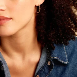 Créoles Eleanie Fil Vrille Or Bicolore