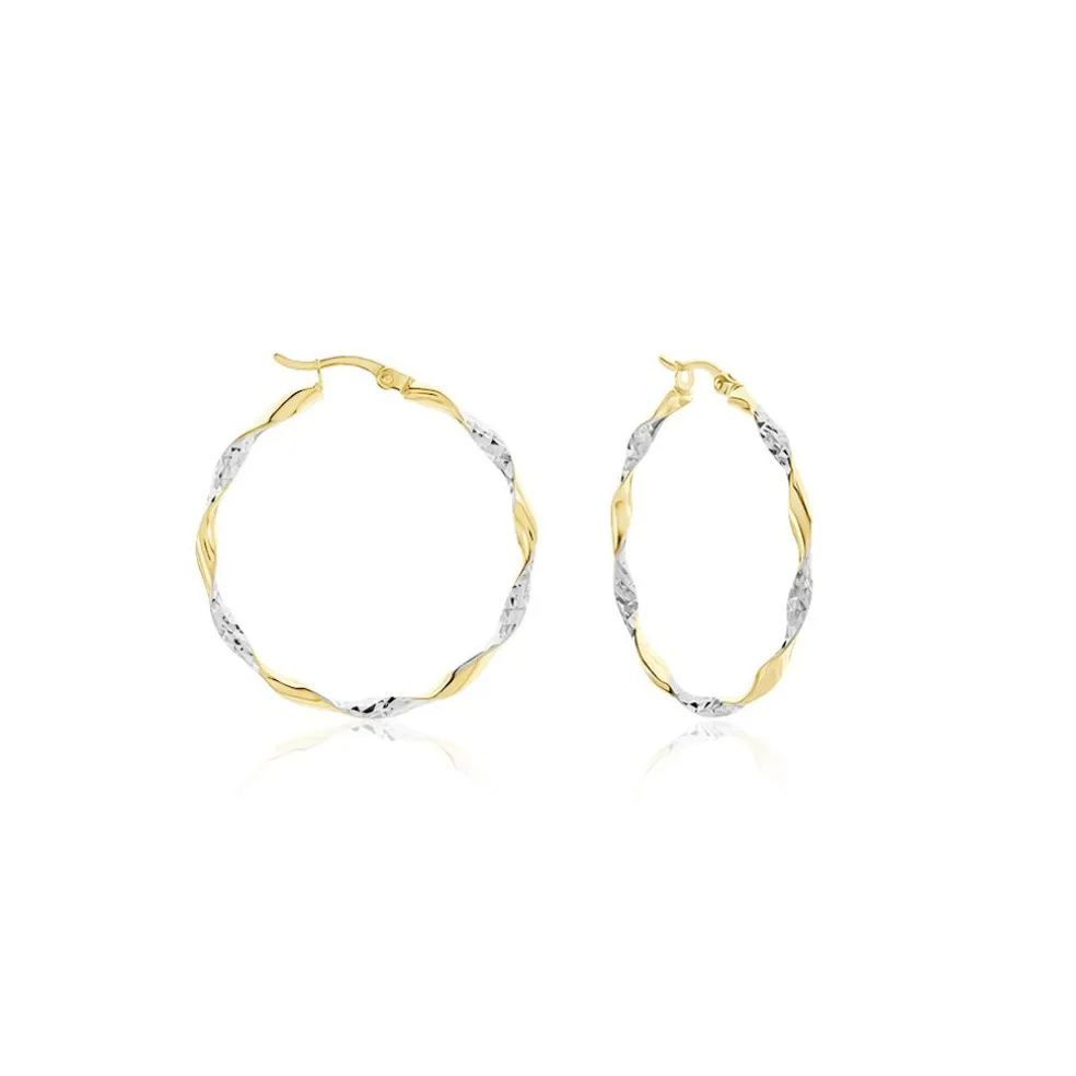 Créoles Eleanie Fil Vrille Or Bicolore