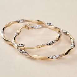 Créoles Eleanie Fil Vrille Or Bicolore