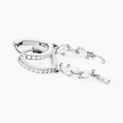 Créoles Elnore Argent Blanc Oxyde De Zirconium