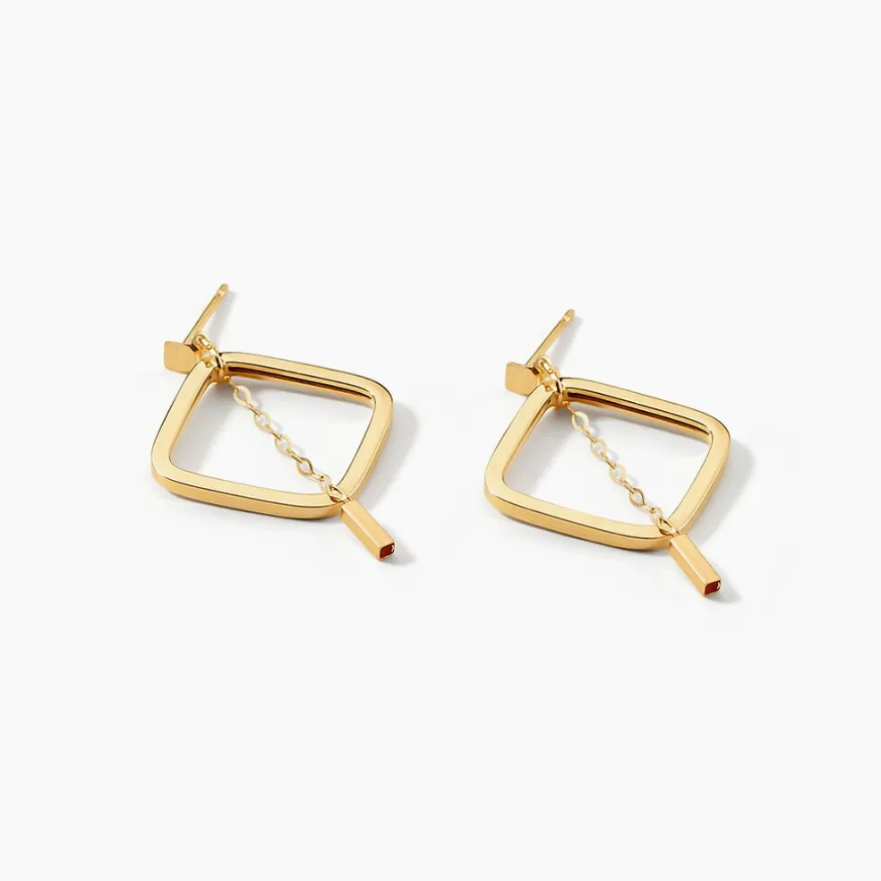 Créoles Elyette Carre Ajoure Or Jaune