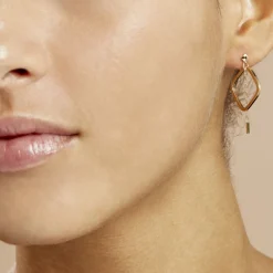 Créoles Elyette Carre Ajoure Or Jaune