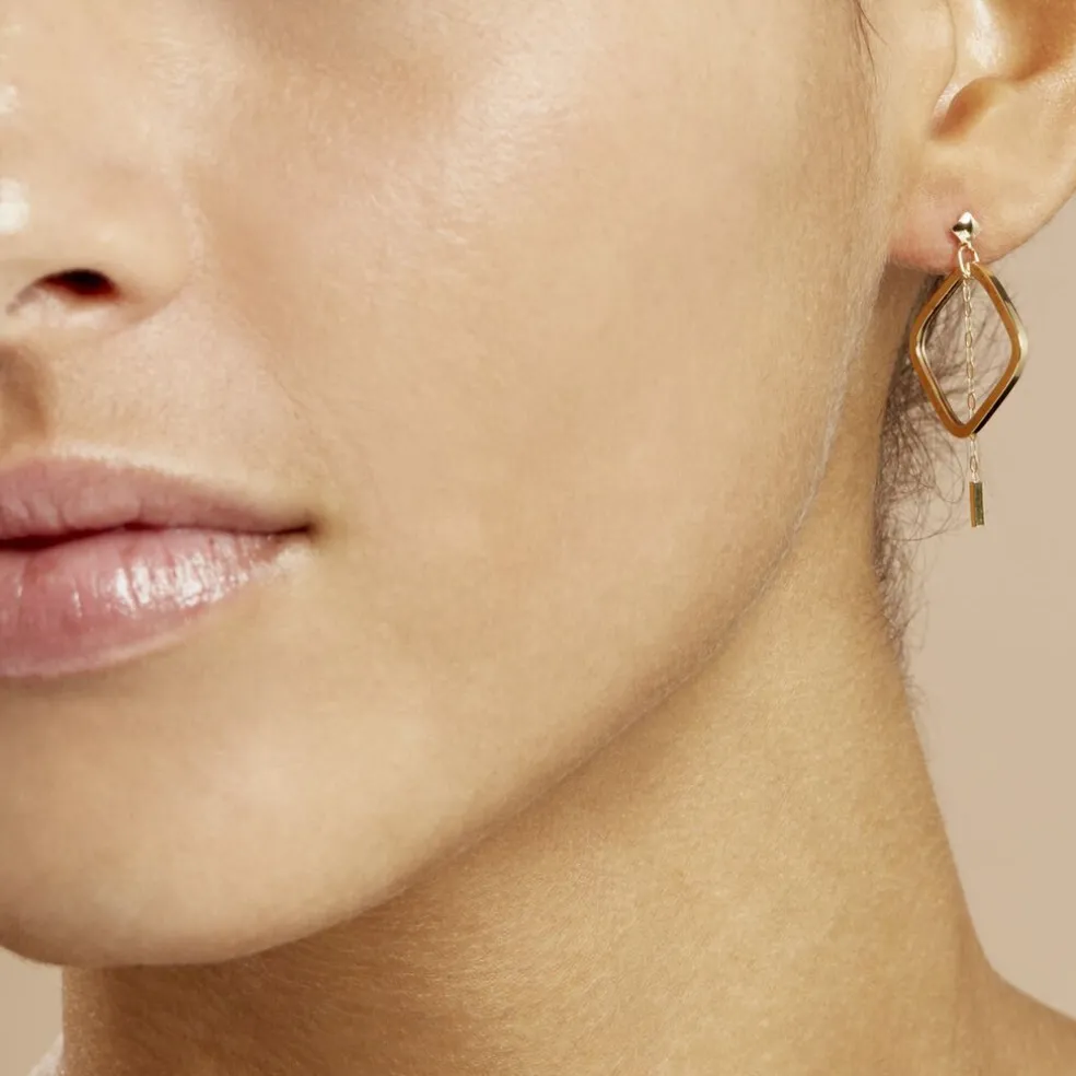 Créoles Elyette Carre Ajoure Or Jaune