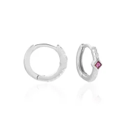 Créoles Fane Argent Rhodié Oxyde De Zirconium