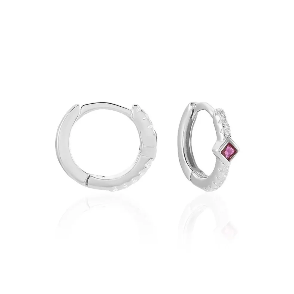 Créoles Fane Argent Rhodié Oxyde De Zirconium