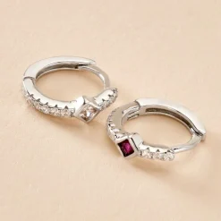 Créoles Fane Argent Rhodié Oxyde De Zirconium