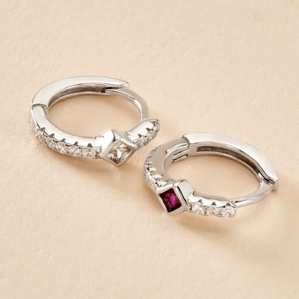 Créoles Fane Argent Rhodié Oxyde De Zirconium