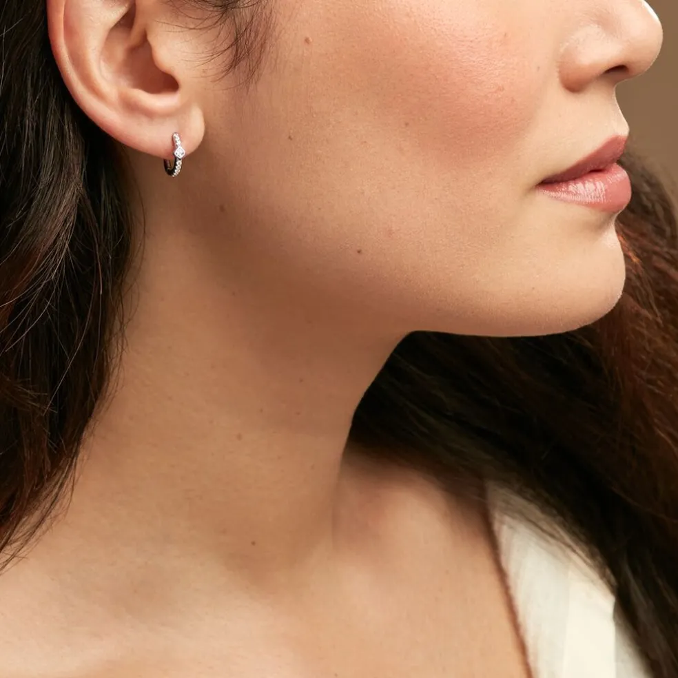 Créoles Fane Argent Rhodié Oxyde De Zirconium