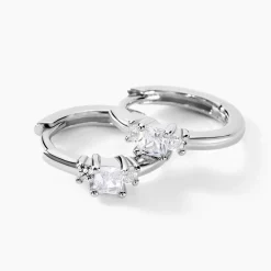 Créoles Felipa Argent Blanc Oxyde De Zirconium