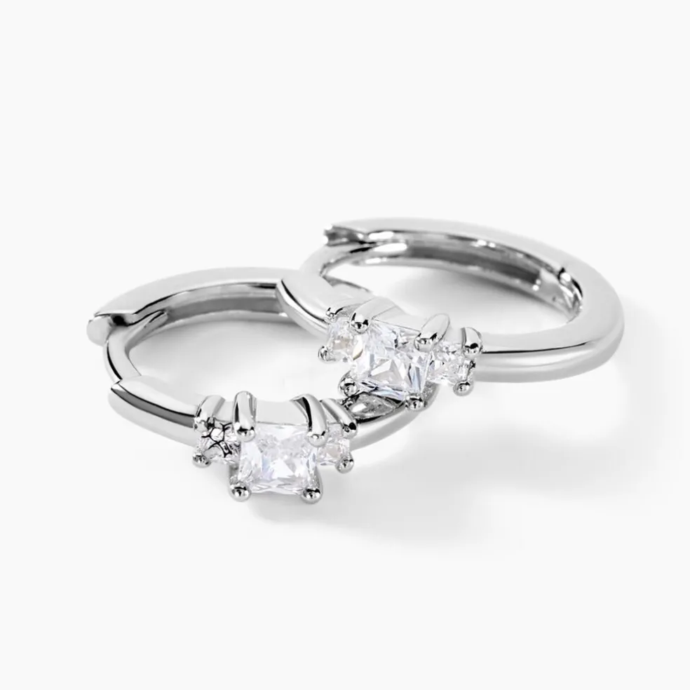 Créoles Felipa Argent Blanc Oxyde De Zirconium