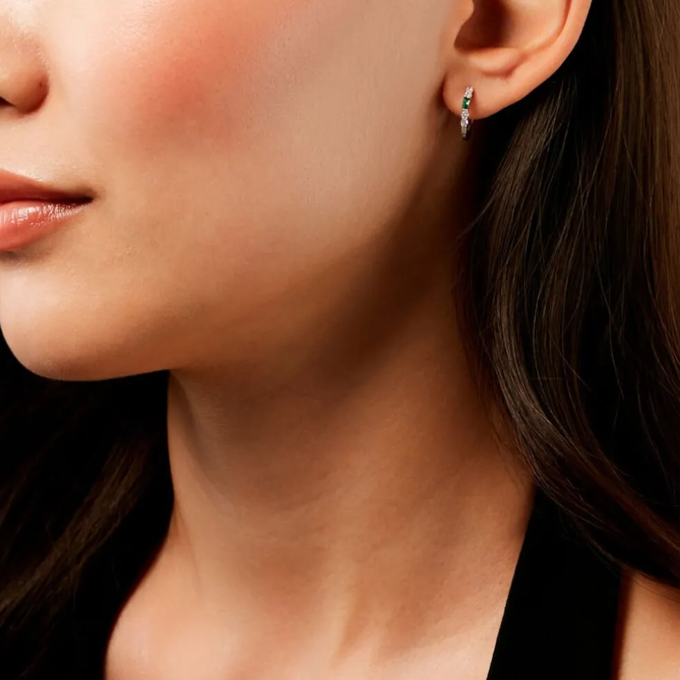 Créoles Felisa Argent Blanc Oxyde De Zirconium