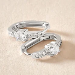 Créoles Francene Argent Blanc Oxyde De Zirconium