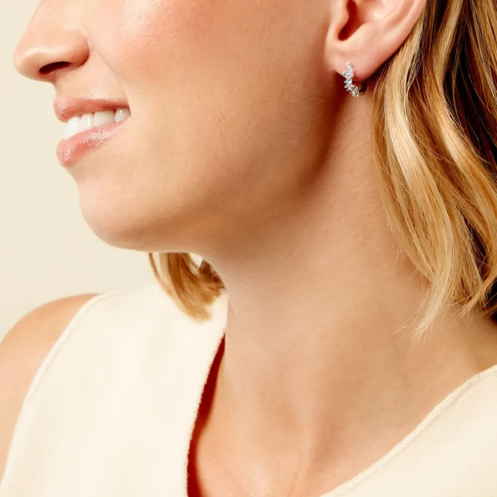 Créoles Ginnie Argent Blanc Oxyde De Zirconium