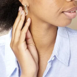 Créoles Hilharriette Or Jaune Strass