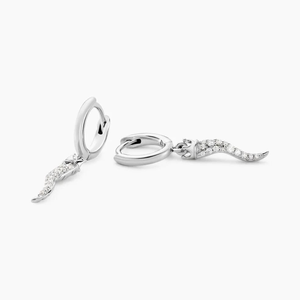 Créoles Horn Argent Blanc Oxyde De Zirconium