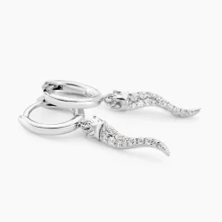 Créoles Horn Argent Blanc Oxyde De Zirconium