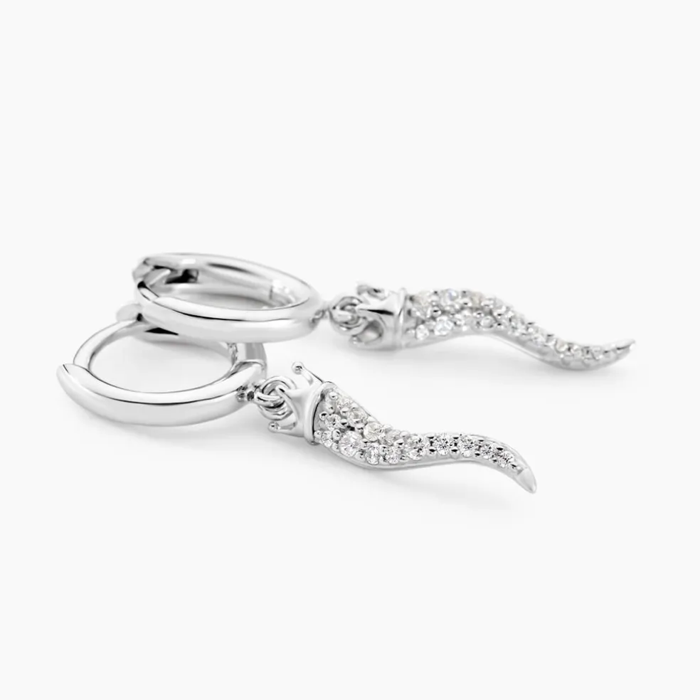 Créoles Horn Argent Blanc Oxyde De Zirconium