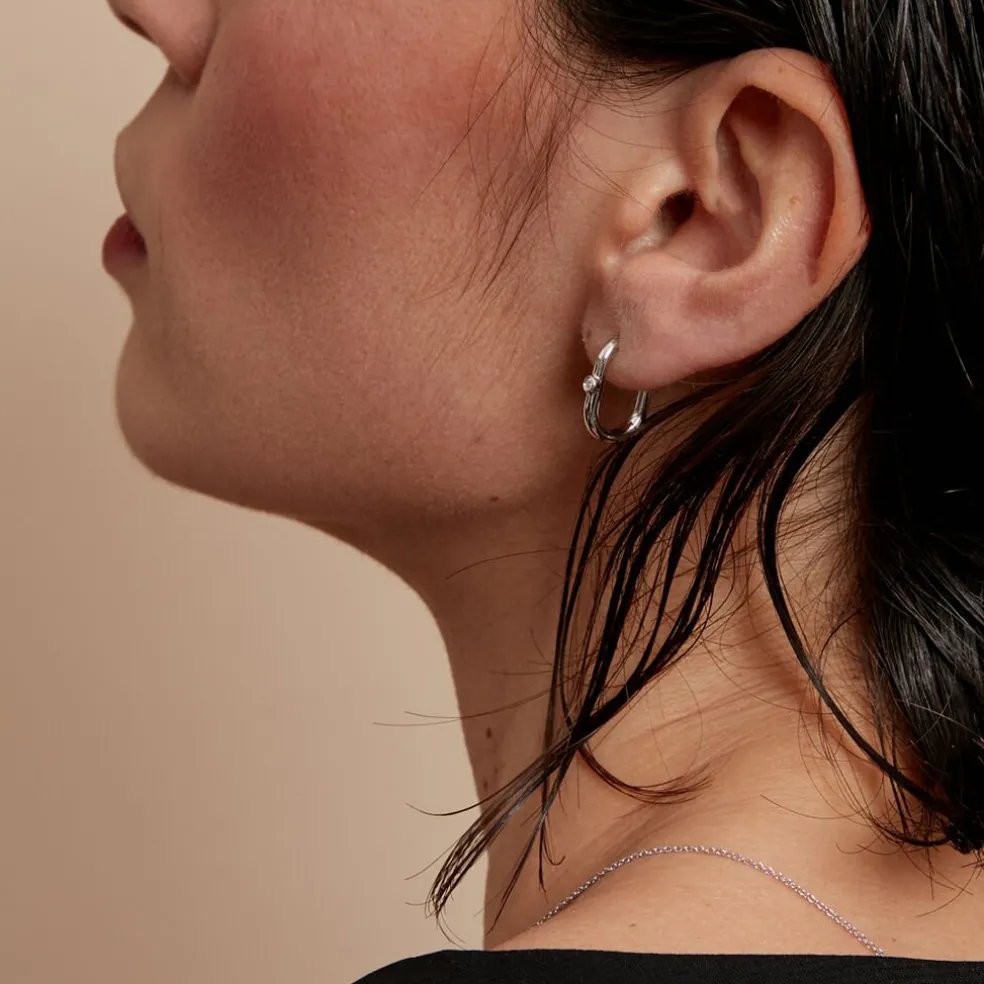 Créoles Infini Pop Argent Blanc Oxyde De Zirconium