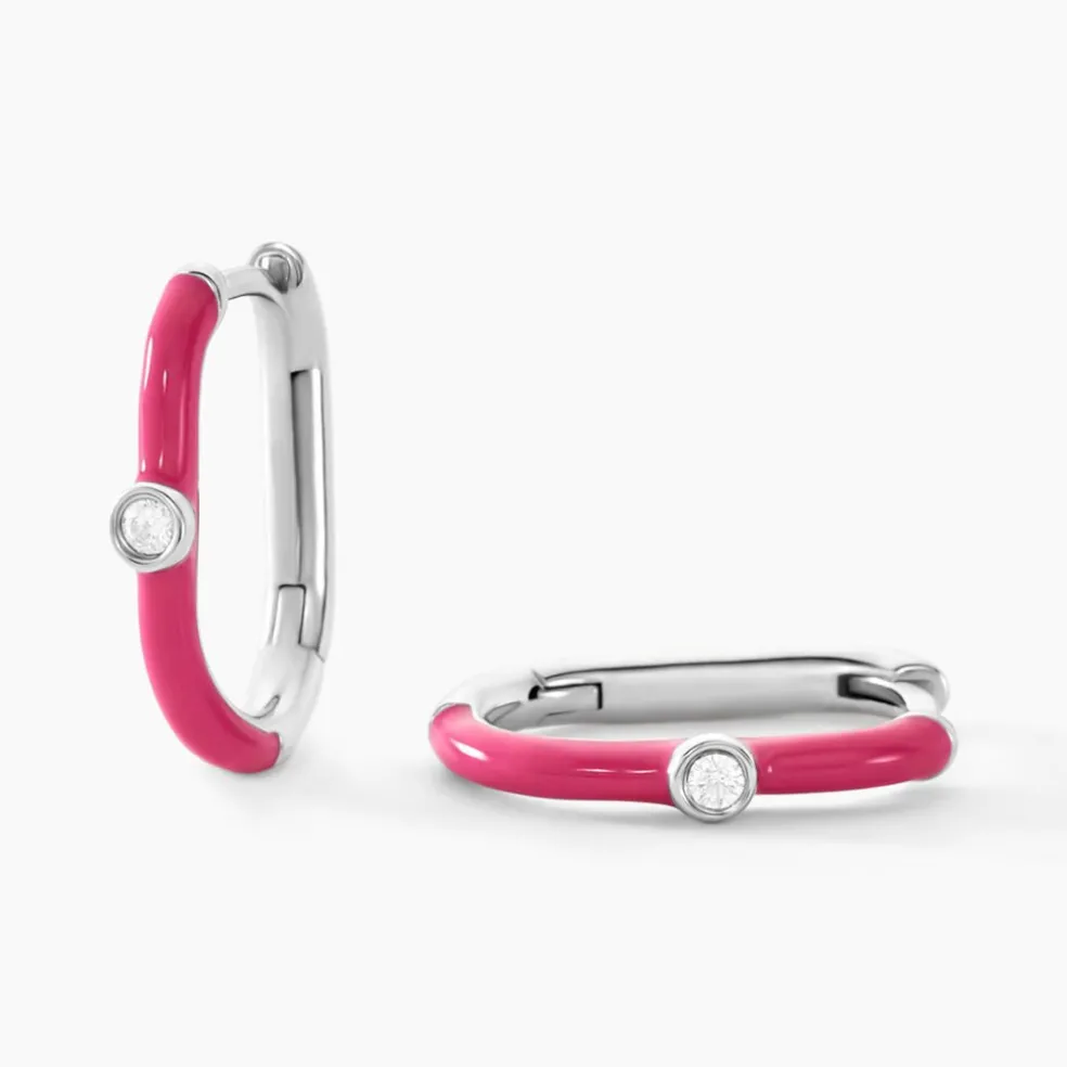 Créoles Infini Pop Argent Blanc Oxyde De Zirconium