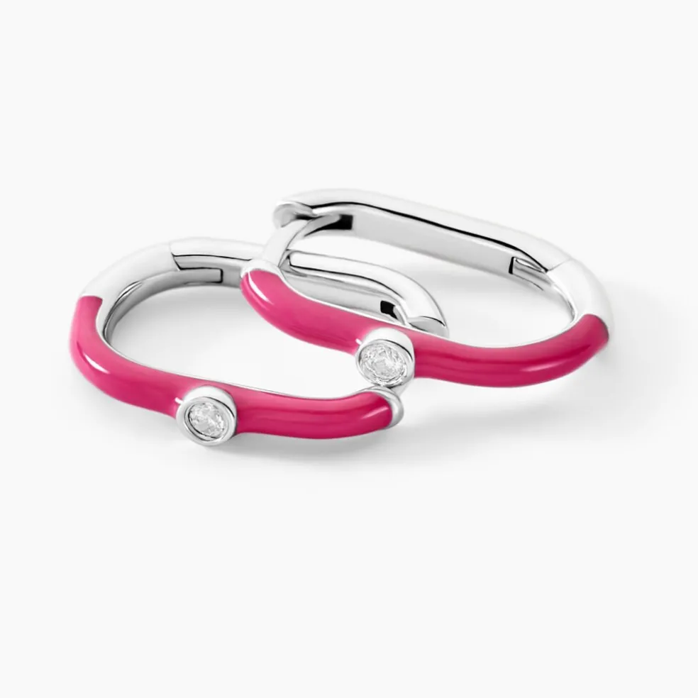 Créoles Infini Pop Argent Blanc Oxyde De Zirconium