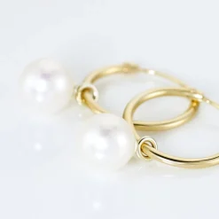 Créoles Inoussia Rondes Or Jaune Perle De Culture