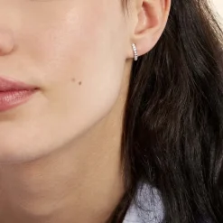 Créoles Jacoba Rondes Or Blanc Oxyde De Zirconium