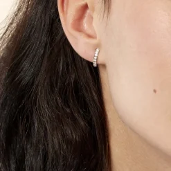 Créoles Jacoba Rondes Or Blanc Oxyde De Zirconium